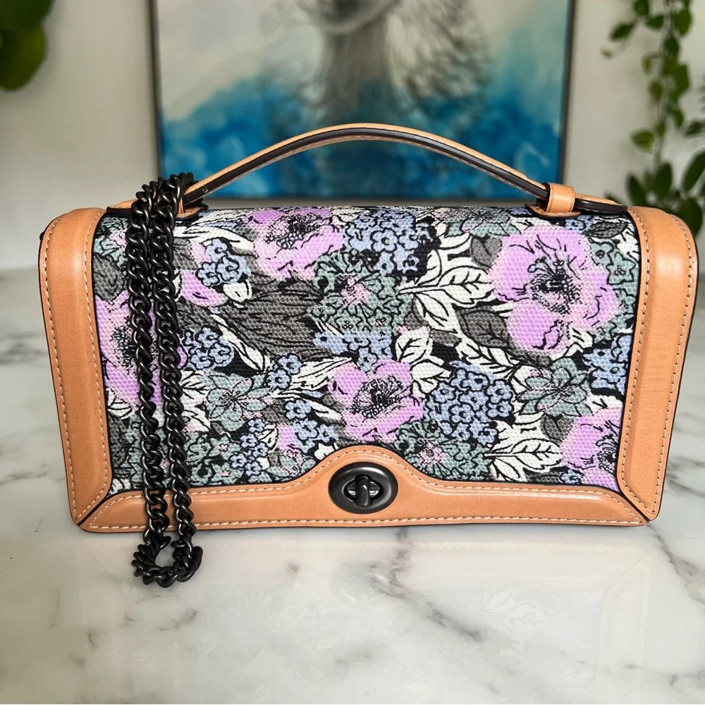 COACH Riley Chain Clutch Crossbody With Heritage Floral Print 89395